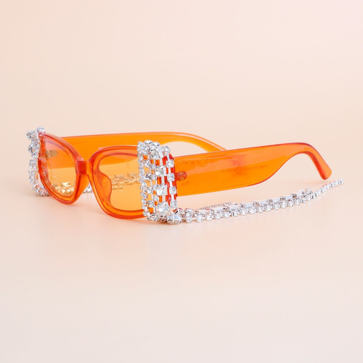Sunglasses Orange Rectangle Rhinestone Fringe - Cowgirltops.com