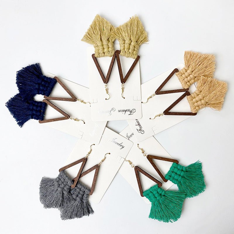 Tassel Detail Geometric Earrings - Cowgirltops.com