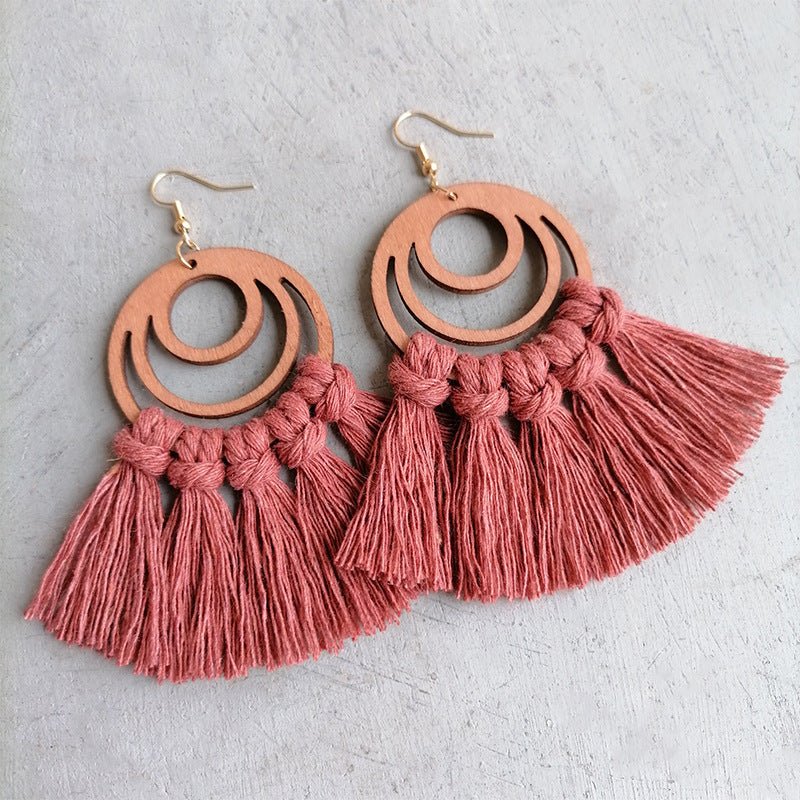 Tassel Detail Geometric Earrings - Cowgirltops.com