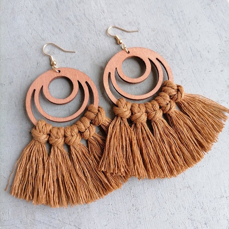 Tassel Detail Geometric Earrings - Cowgirltops.com