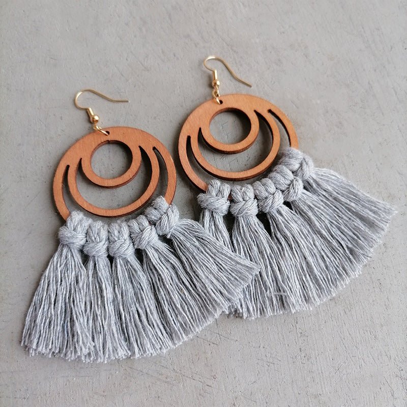 Tassel Detail Geometric Earrings - Cowgirltops.com