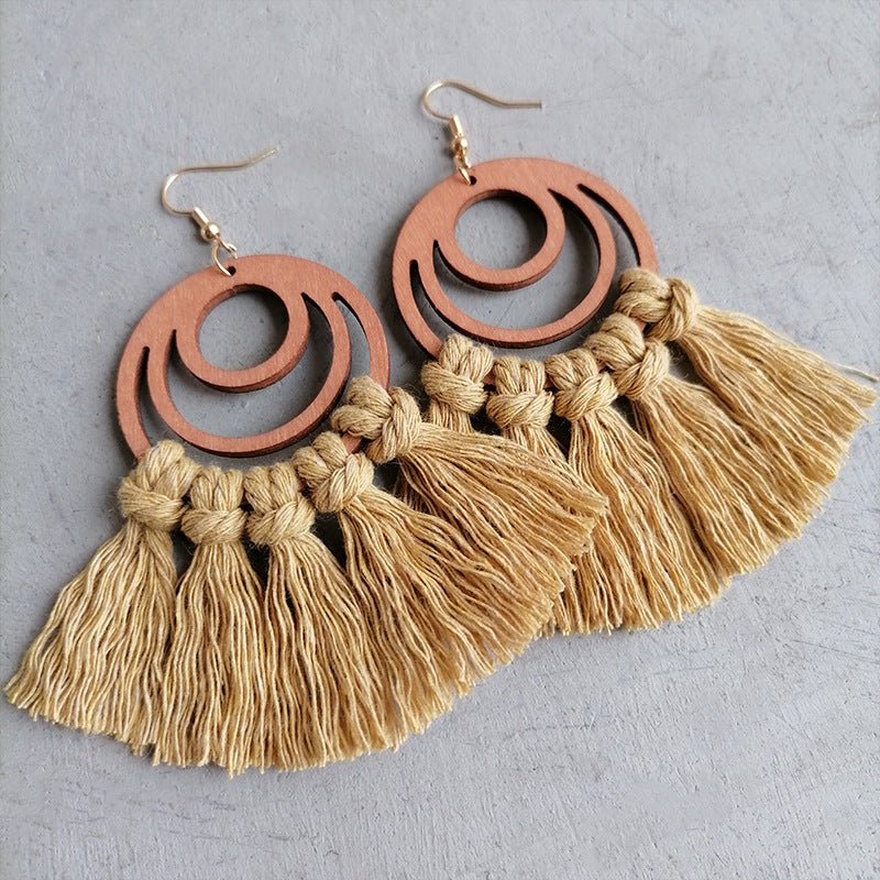 Tassel Detail Geometric Earrings - Cowgirltops.com