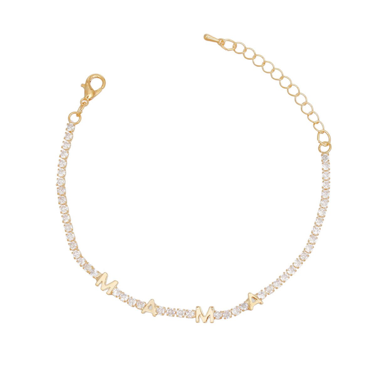 Tennis Bracelet Gold CZ Rhinestone MAMA for Women - Cowgirltops.com