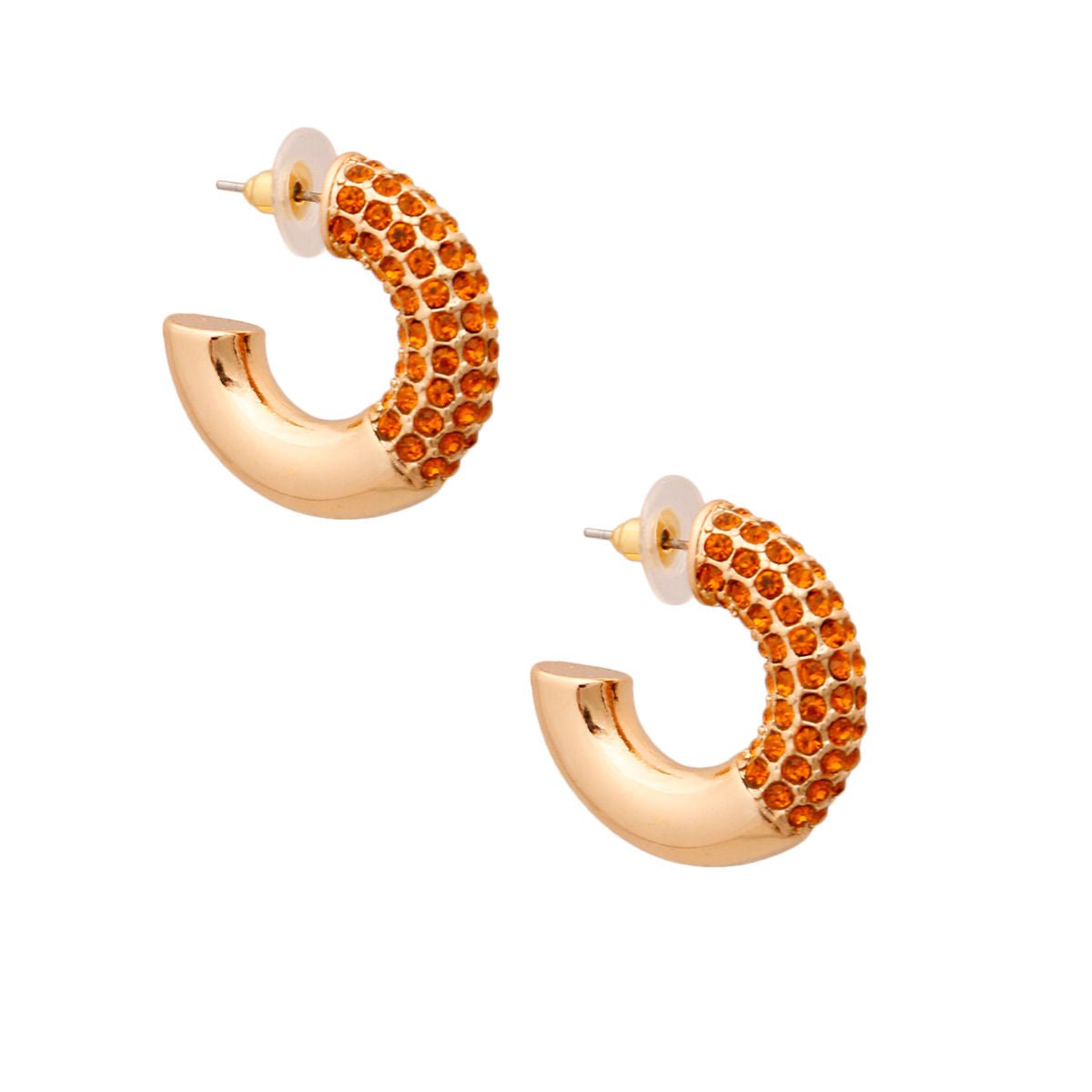 Topaz Rhinestone Thick Hoops - Cowgirltops.com