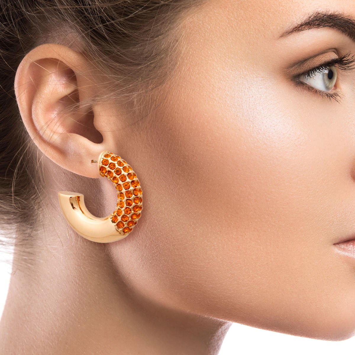 Topaz Rhinestone Thick Hoops - Cowgirltops.com