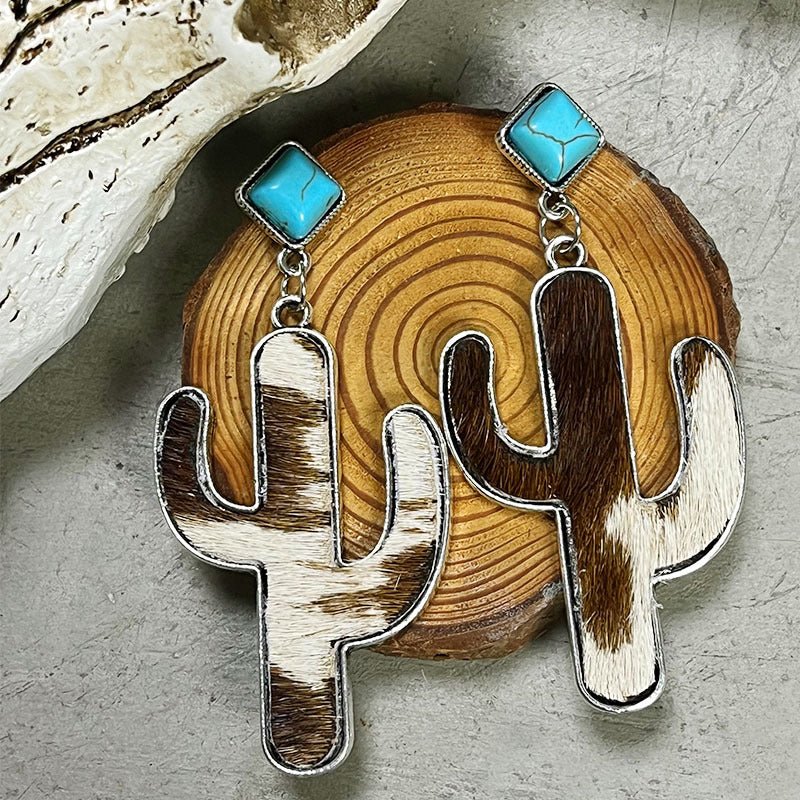 Turquoise Cactus Earrings - Cowgirltops.com