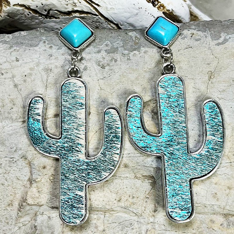 Turquoise Cactus Earrings - Cowgirltops.com