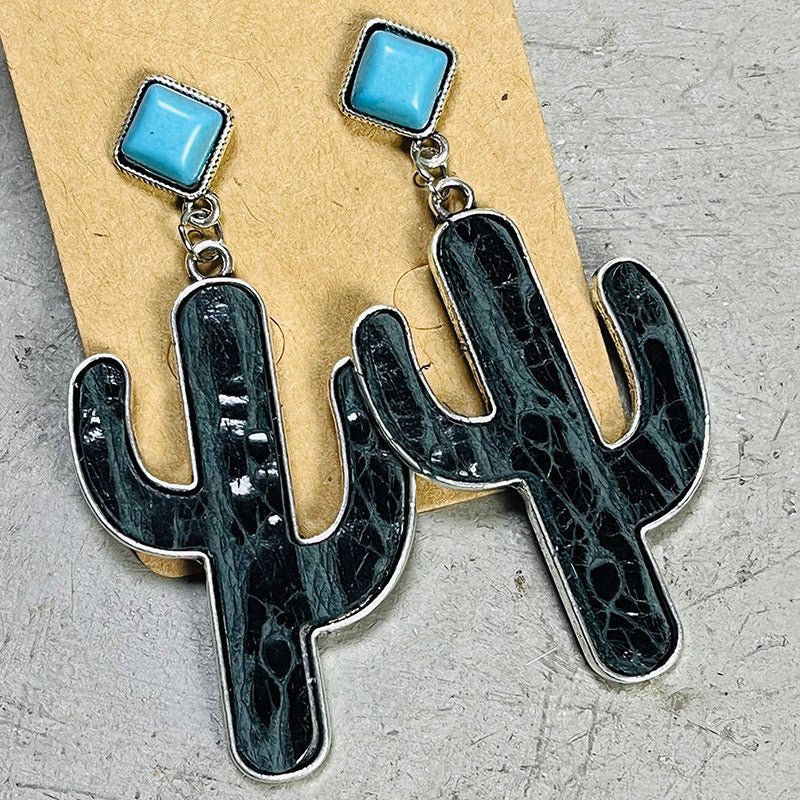 Turquoise Cactus Earrings - Cowgirltops.com