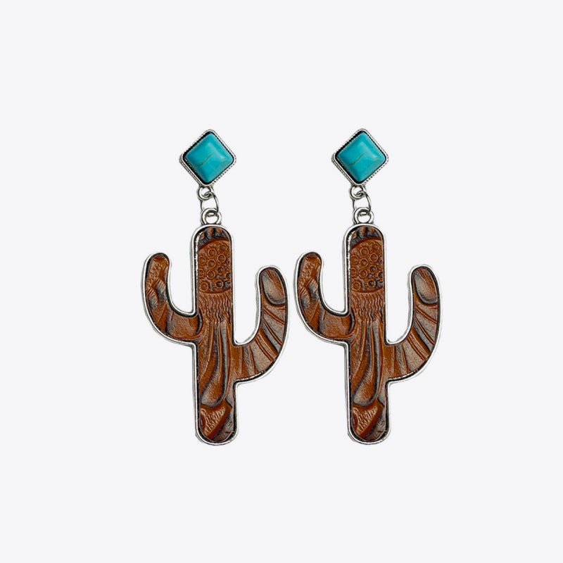 Turquoise Cactus Earrings - Cowgirltops.com