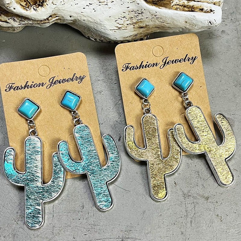 Turquoise Cactus Earrings - Cowgirltops.com