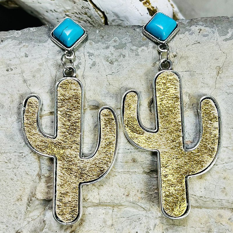Turquoise Cactus Earrings - Cowgirltops.com