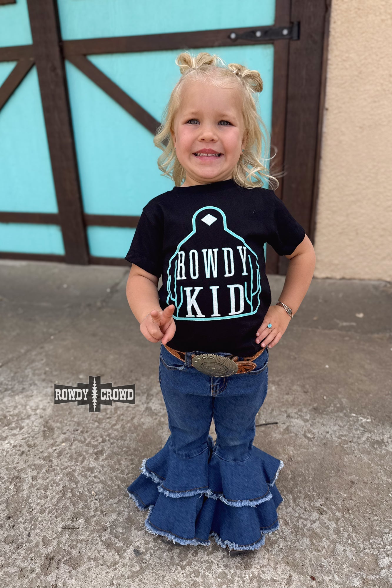 TURQUOISE - Rowdy Kid Tee - Cowgirltops.com