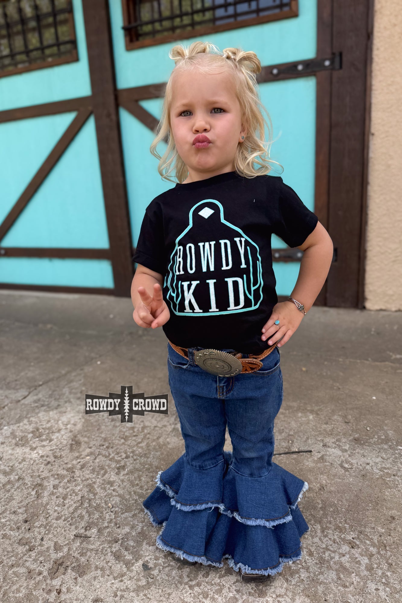 TURQUOISE - Rowdy Kid Tee - Cowgirltops.com