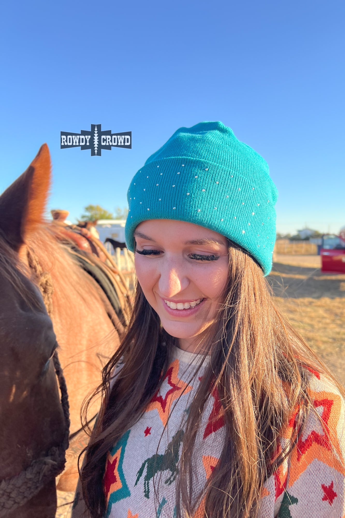 TURQUOISE - Shine Bright Beanie - Cowgirltops.com