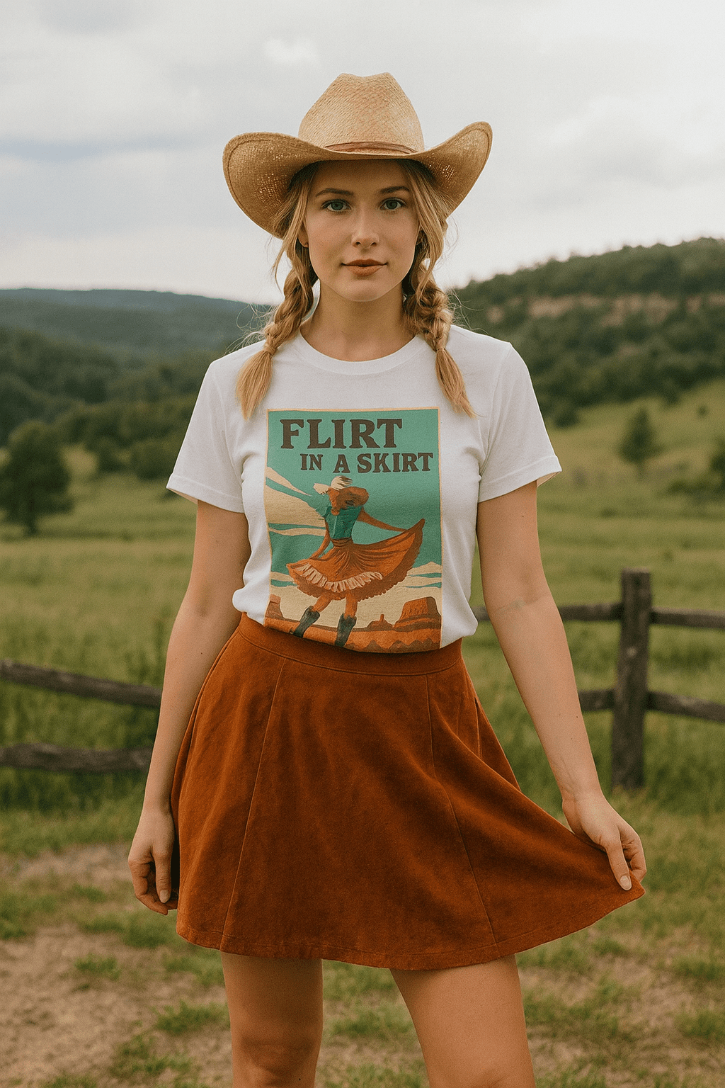 Vintage/Western Flirt in a Skirt T-shirt - Cowgirltops.com