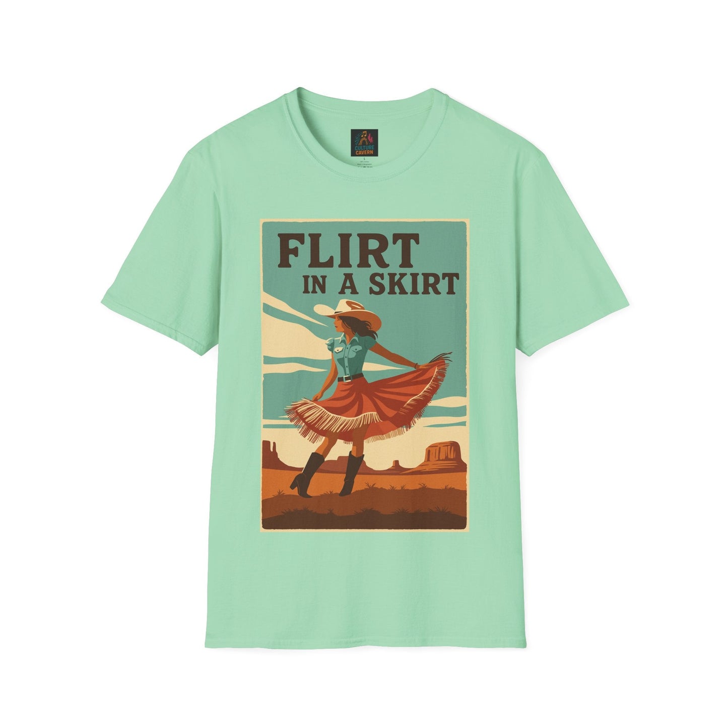Vintage/Western Flirt in a Skirt T-shirt - Cowgirltops.com