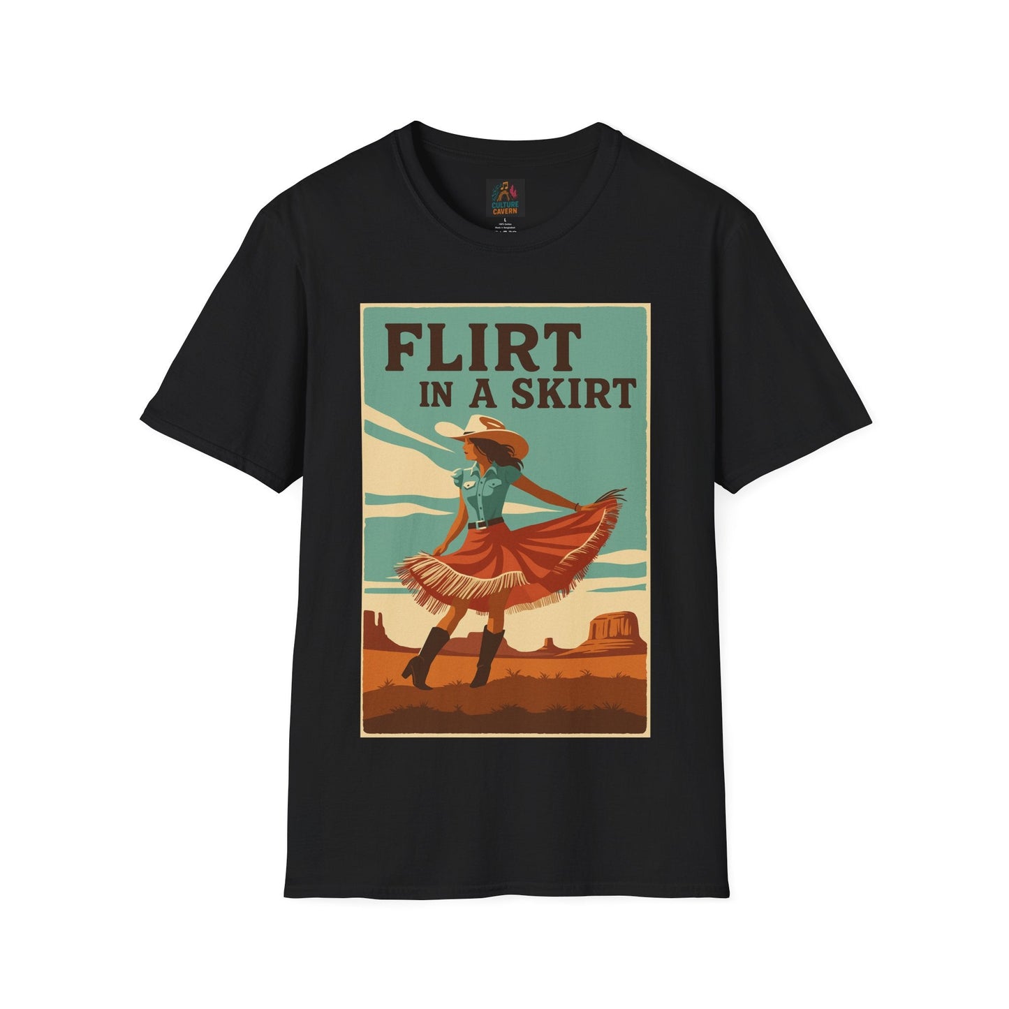 Vintage/Western Flirt in a Skirt T-shirt - Cowgirltops.com