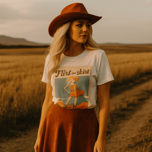 Vintage/Western Flirt in a Skirt T-shirt - Cowgirltops.com