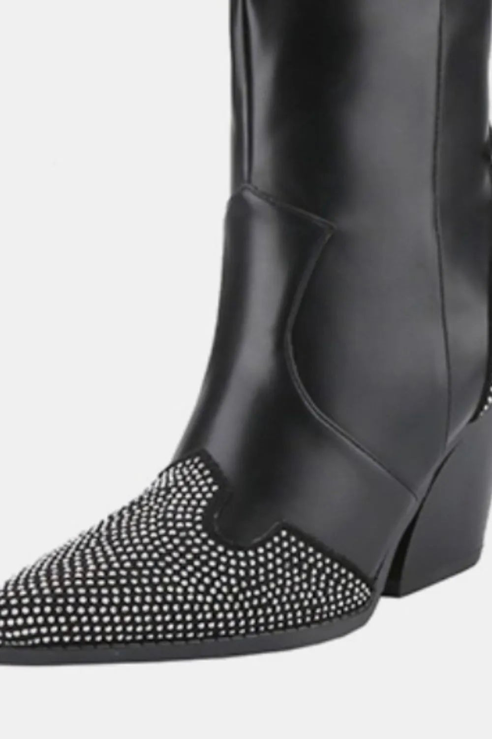 Weeboo Chunky Heel Rhinestone Decor Western Boots - Cowgirltops.com