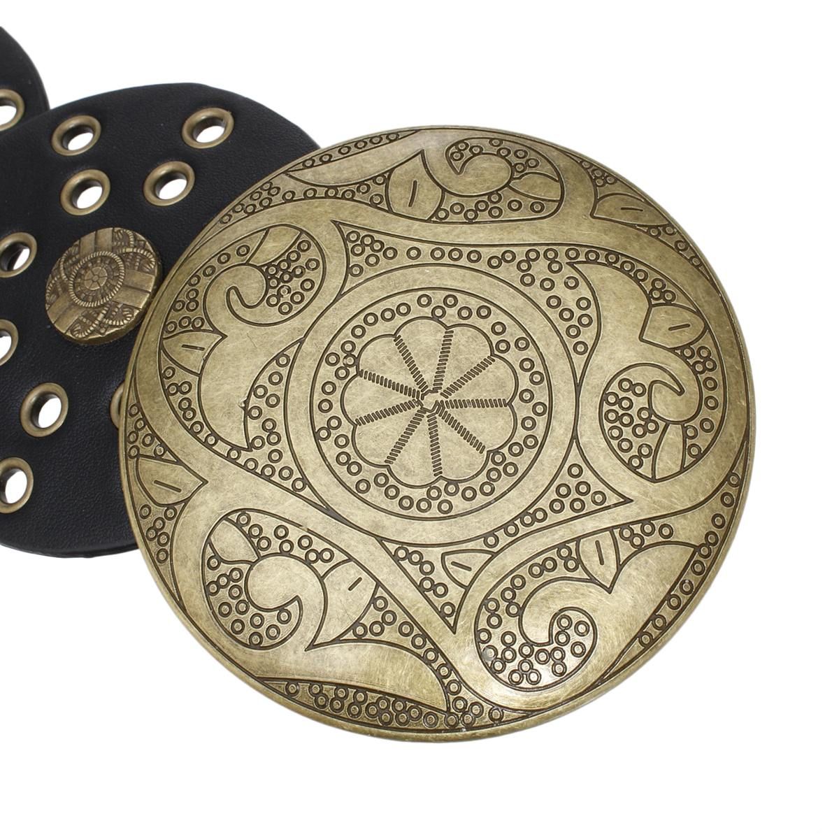 Western Belt Black Circular and Gold Cowboy Chic - Cowgirltops.com