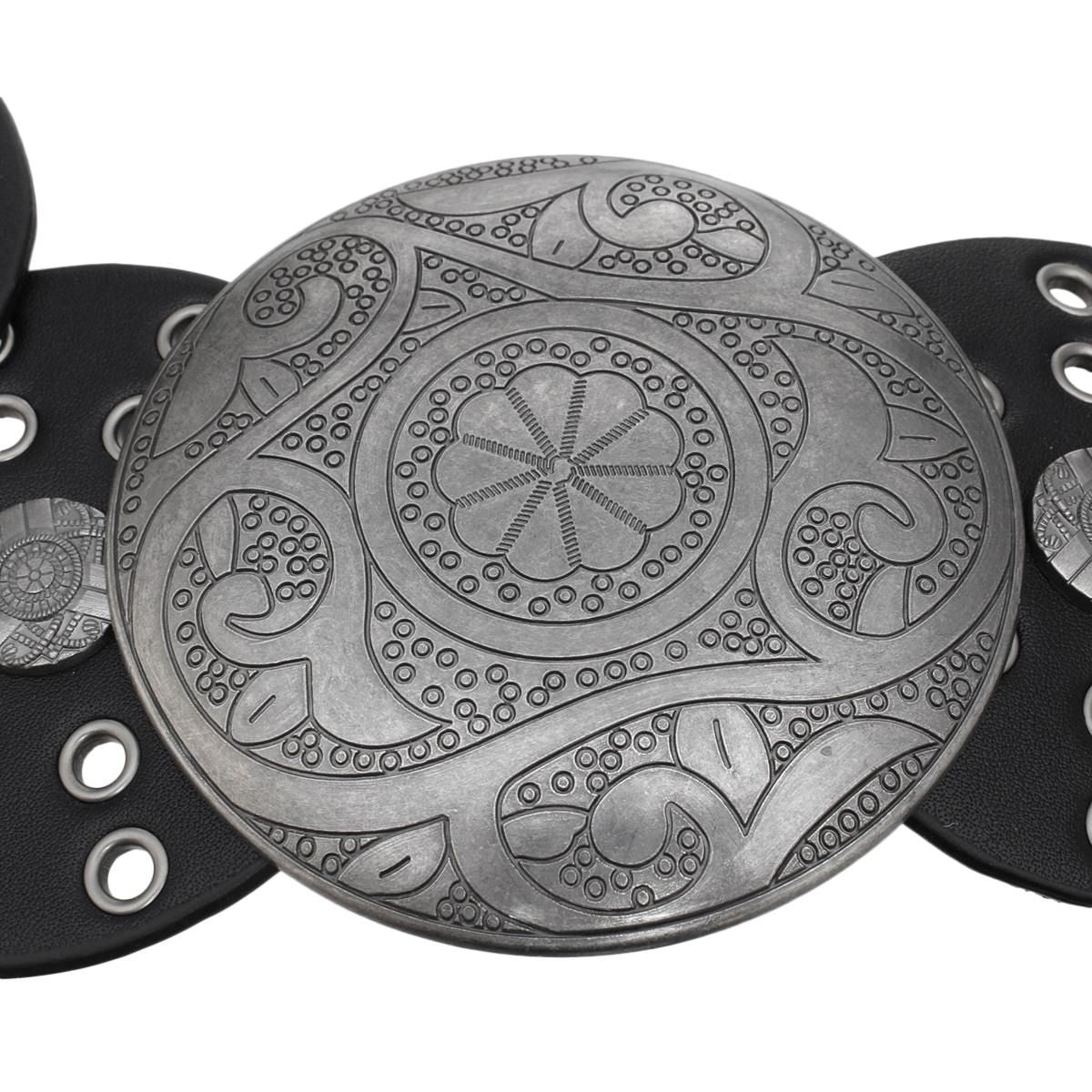 Western Belt Black Circular and Silver Cowboy Chic - Cowgirltops.com