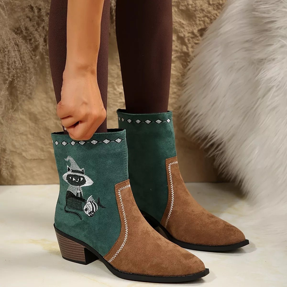 Western Cowboy Boots with Embroidered Design - Cowgirltops.com