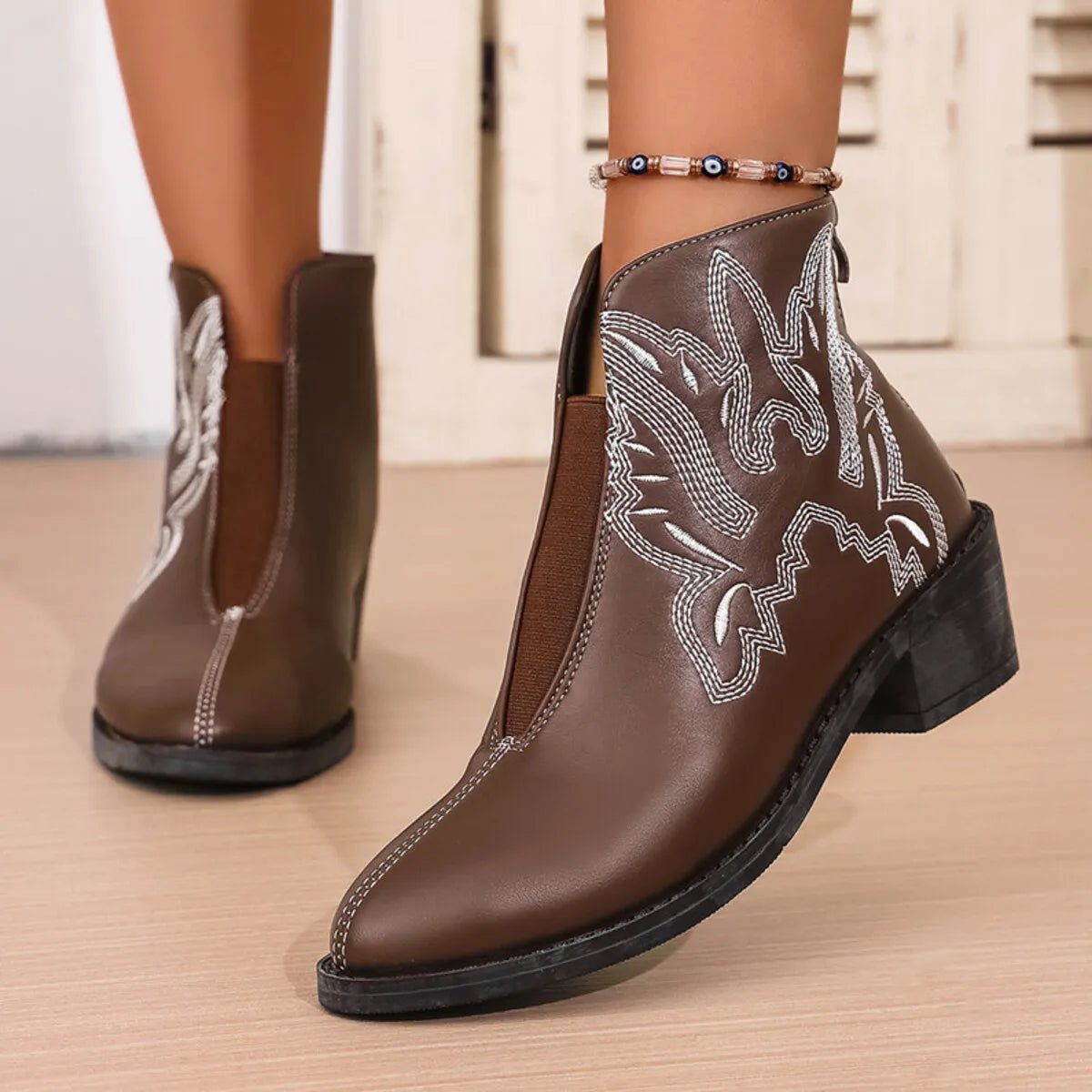 Western Embroidered Ankle Boots - Cowgirltops.com