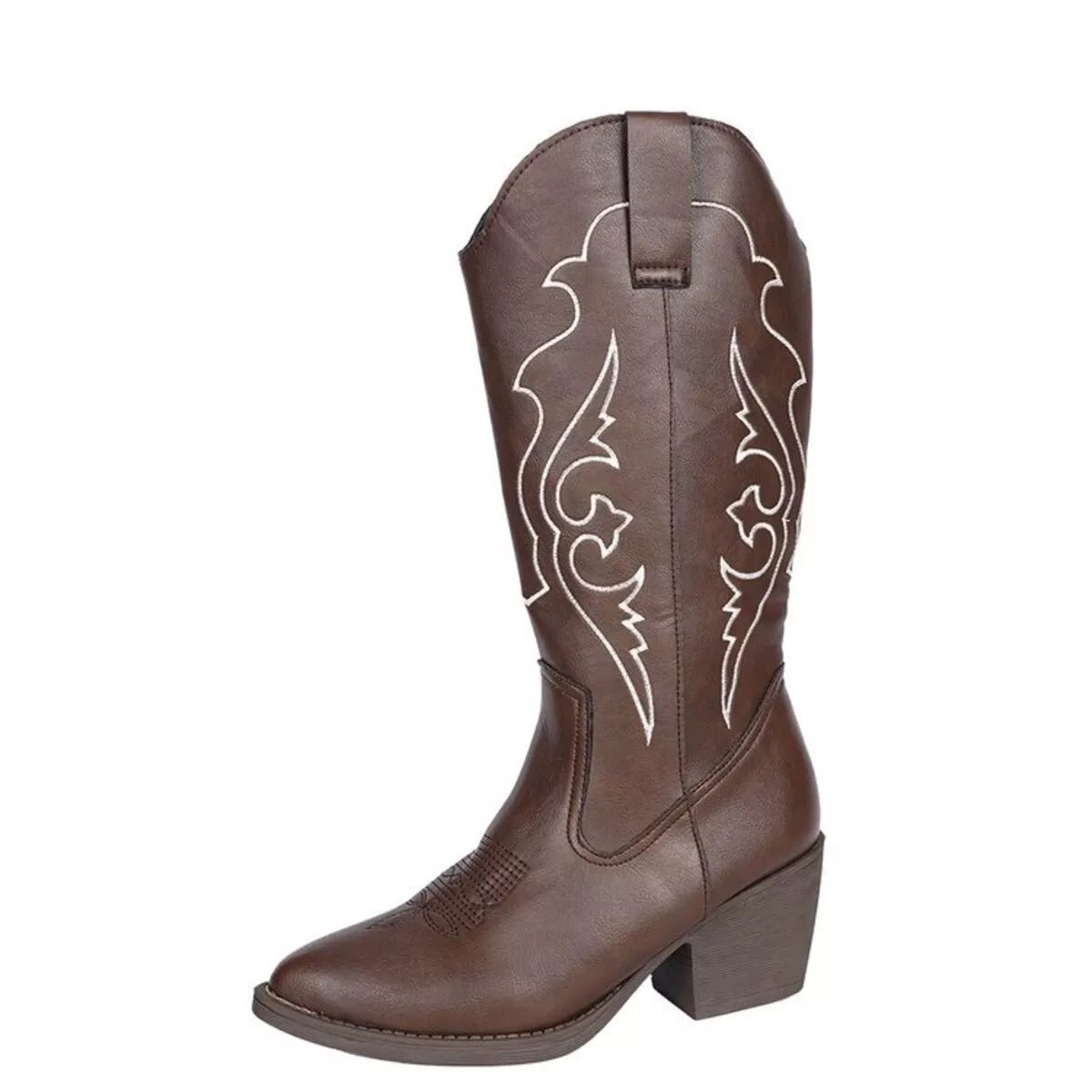 Western Embroidered Mid - Calf Boots - Cowgirltops.com
