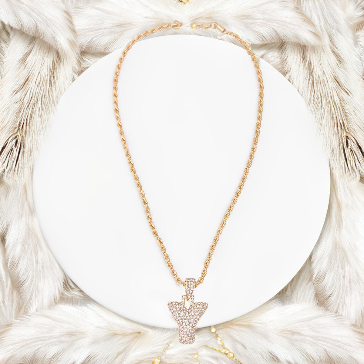 Y Rhinestone Gold Necklace - Cowgirltops.com