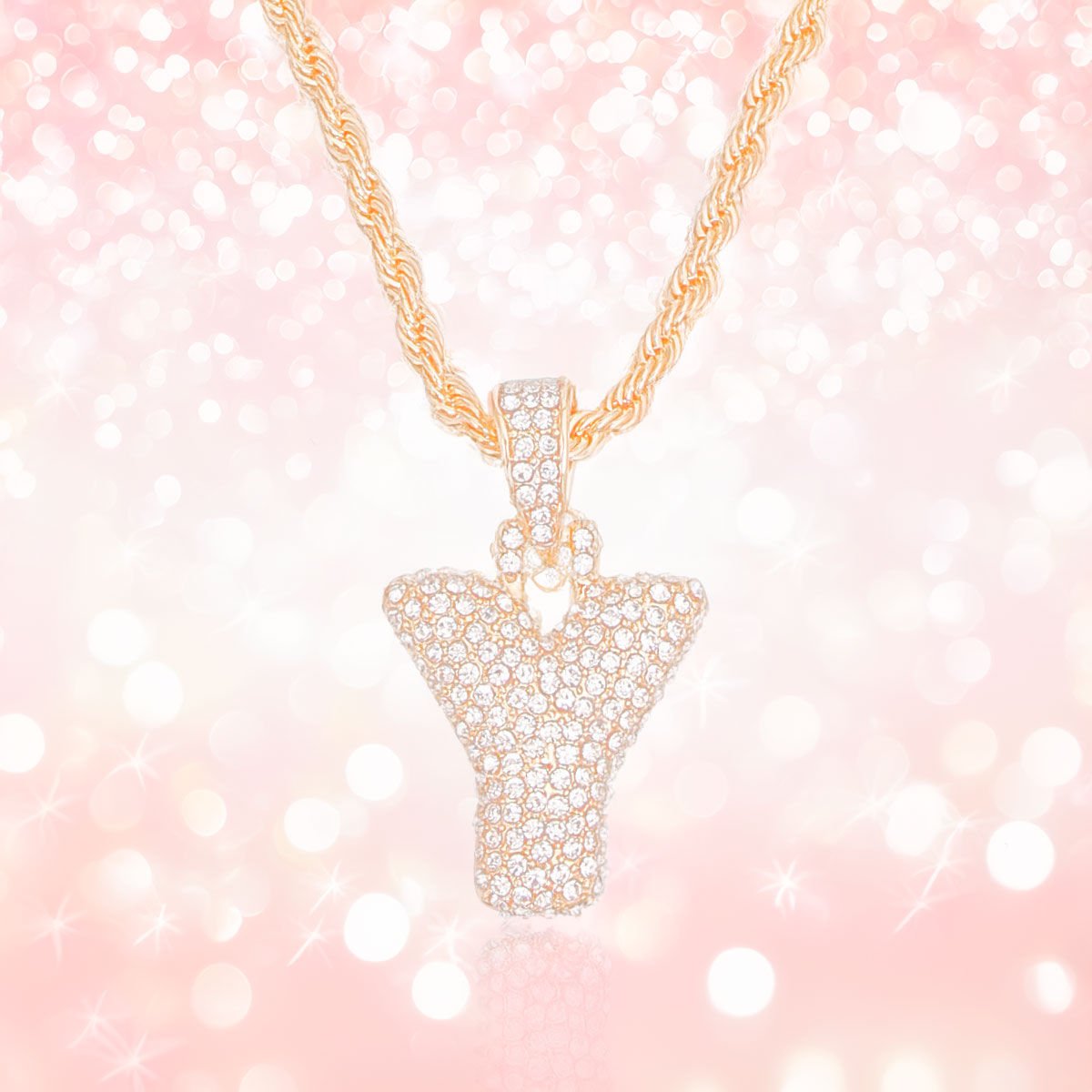 Y Rhinestone Gold Necklace - Cowgirltops.com