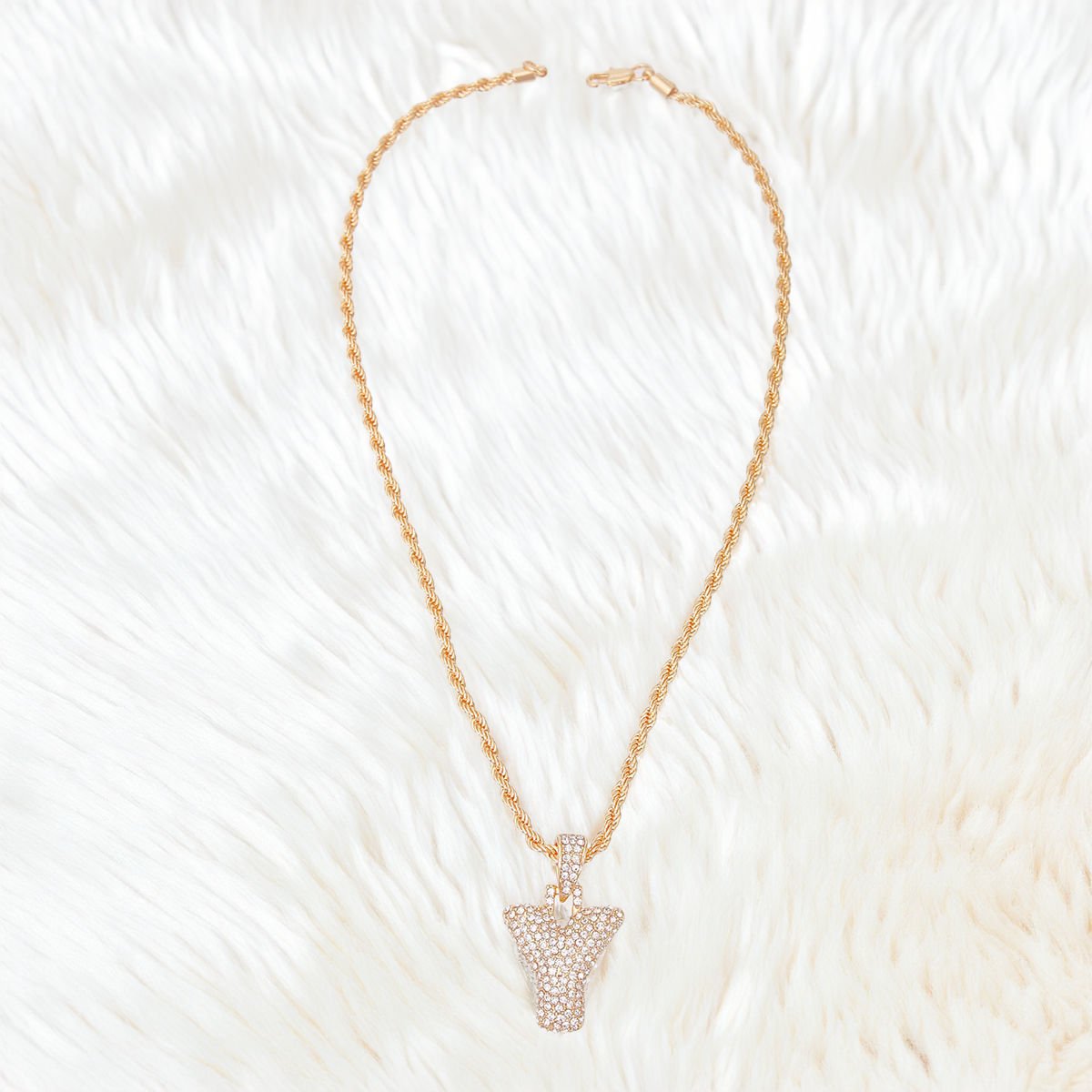 Y Rhinestone Gold Necklace - Cowgirltops.com