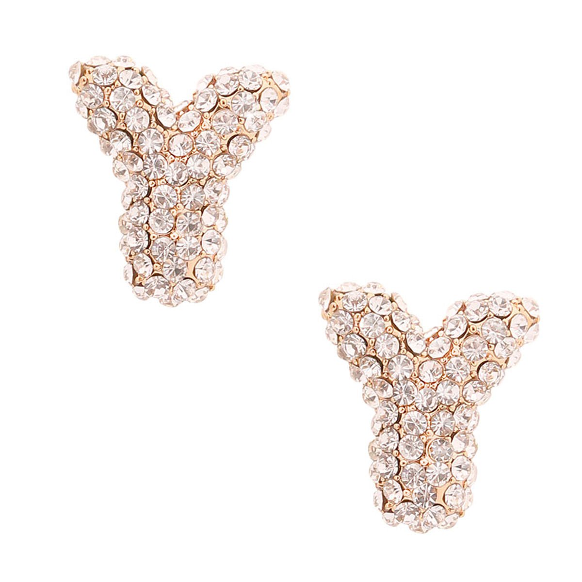 Y Rhinestone Gold Studs - Cowgirltops.com