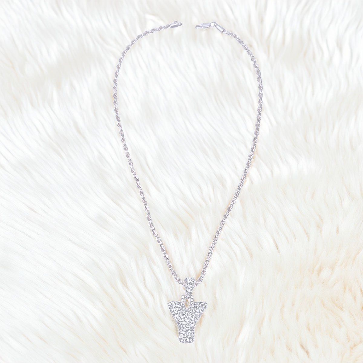 Y Rhinestone Silver Necklace - Cowgirltops.com