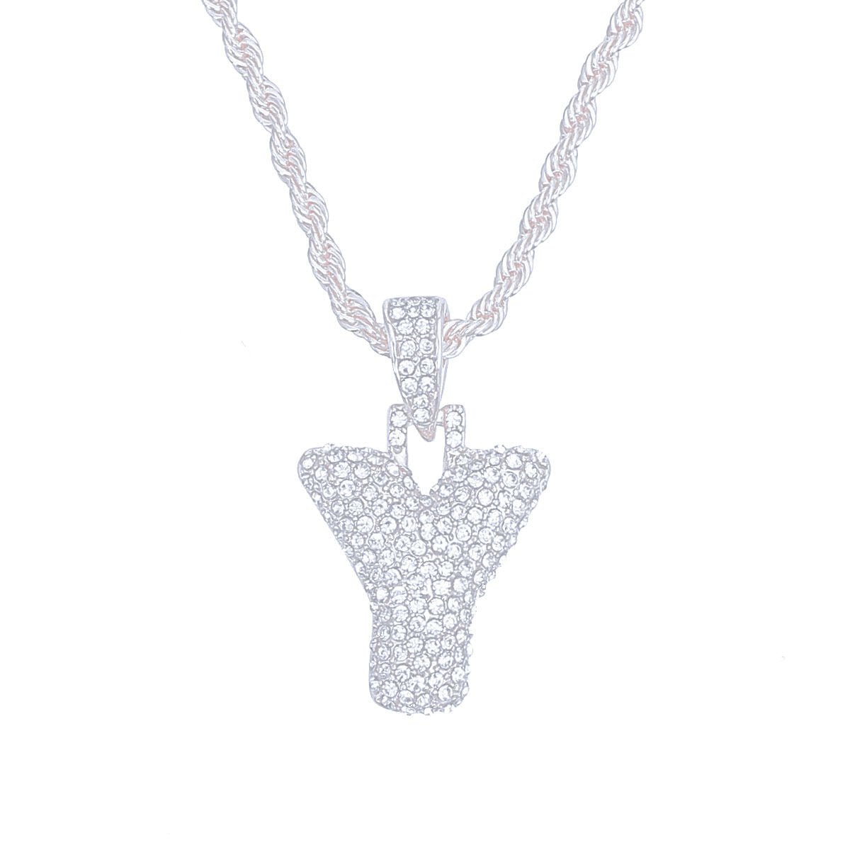 Y Rhinestone Silver Necklace - Cowgirltops.com
